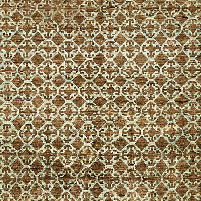 Machine Washable Abstract Ginger Brown Green Rug, wshabs425