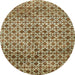 Round Abstract Ginger Brown Green Modern Rug, abs425