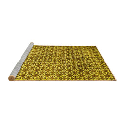 Sideview of Machine Washable Abstract Yellow Modern Rug, wshabs425yw