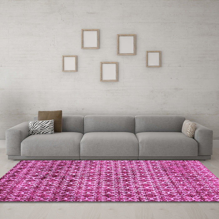 Machine Washable Abstract Pink Modern Rug in a Living Room, wshabs425pnk