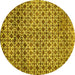 Round Machine Washable Abstract Yellow Modern Rug, wshabs425yw