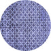 Round Machine Washable Abstract Blue Modern Rug, wshabs425blu