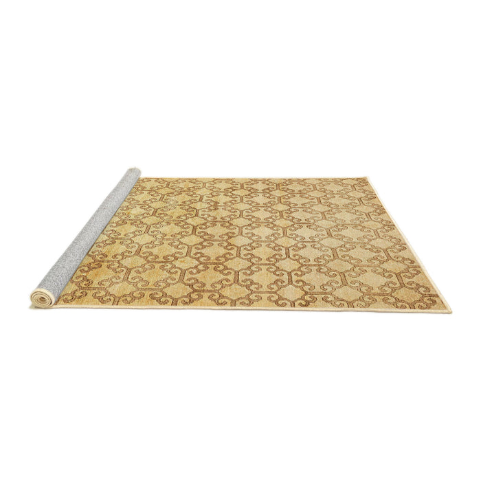 Sideview of Machine Washable Abstract Chrome Gold Yellow Rug, wshabs426