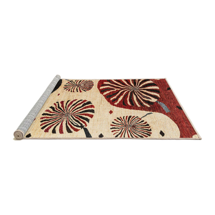 Sideview of Machine Washable Abstract Saffron Red Rug, wshabs4260