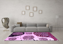 Machine Washable Oriental Purple Modern Area Rugs in a Living Room, wshabs4260pur