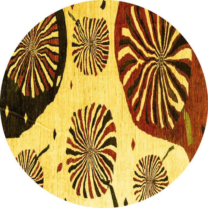 Round Oriental Yellow Modern Rug, abs4260yw
