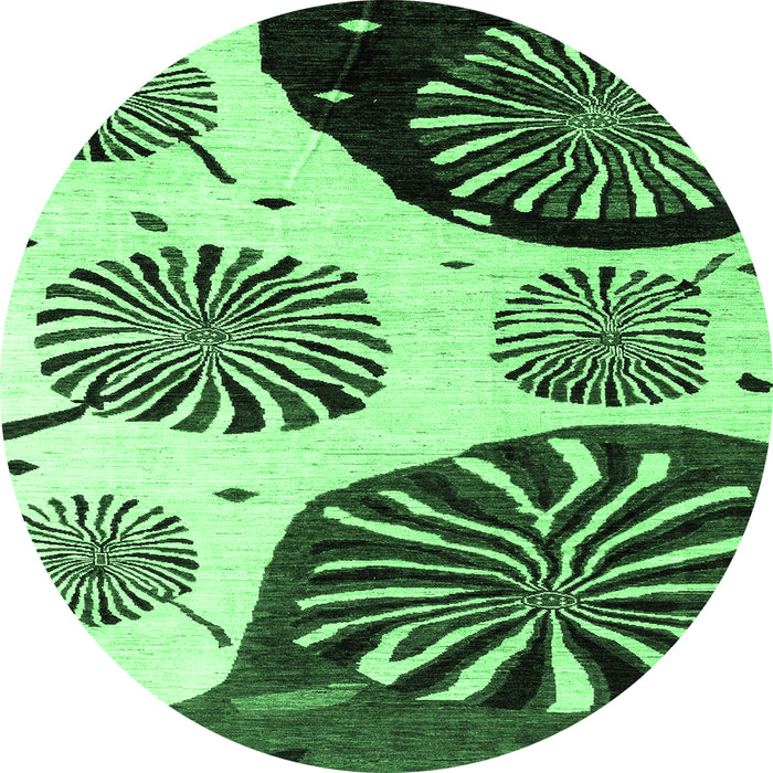 Round Oriental Emerald Green Modern Rug, abs4260emgrn
