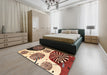 Abstract Saffron Red Oriental Rug in a Bedroom, abs4260