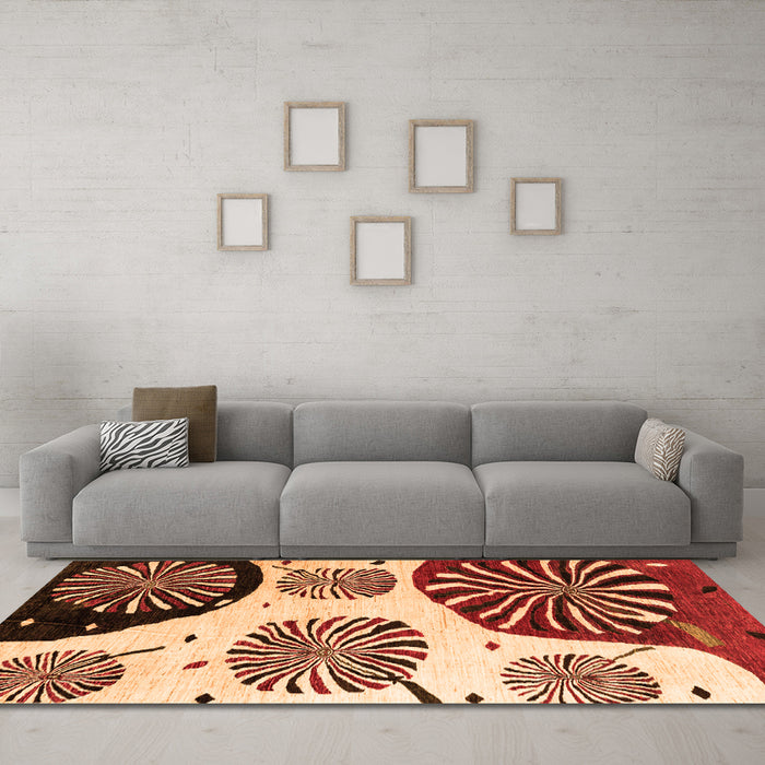 Machine Washable Oriental Orange Modern Area Rugs in a Living Room, wshabs4260org