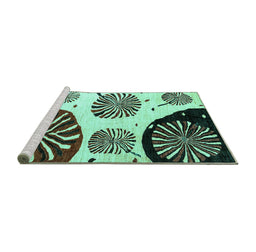 Sideview of Machine Washable Oriental Turquoise Modern Area Rugs, wshabs4260turq