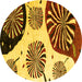 Round Machine Washable Oriental Yellow Modern Rug, wshabs4260yw