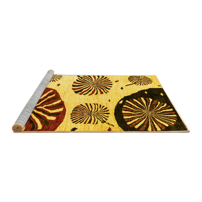 Sideview of Machine Washable Oriental Yellow Modern Rug, wshabs4260yw