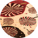 Round Machine Washable Oriental Orange Modern Area Rugs, wshabs4260org