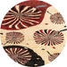 Round Abstract Saffron Red Oriental Rug, abs4260