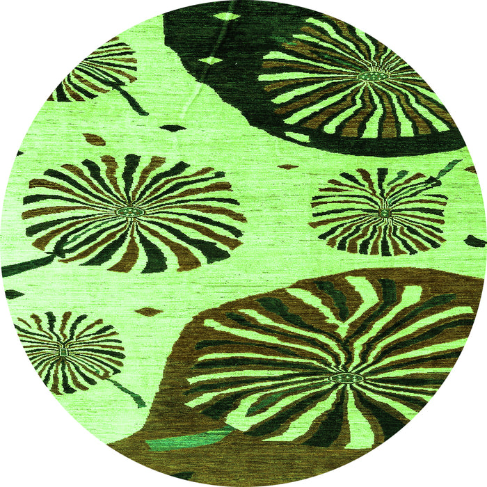 Round Oriental Green Modern Rug, abs4260grn