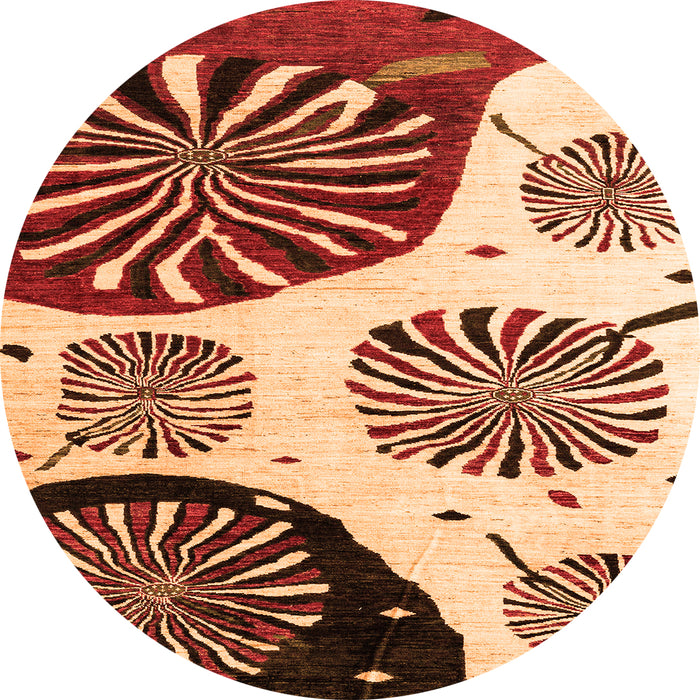 Round Oriental Orange Modern Rug, abs4260org