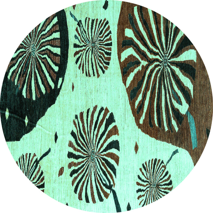 Round Oriental Turquoise Modern Rug, abs4260turq