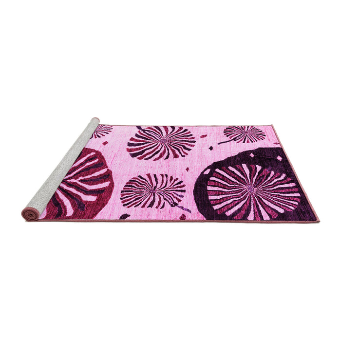 Sideview of Machine Washable Oriental Pink Modern Rug, wshabs4260pnk