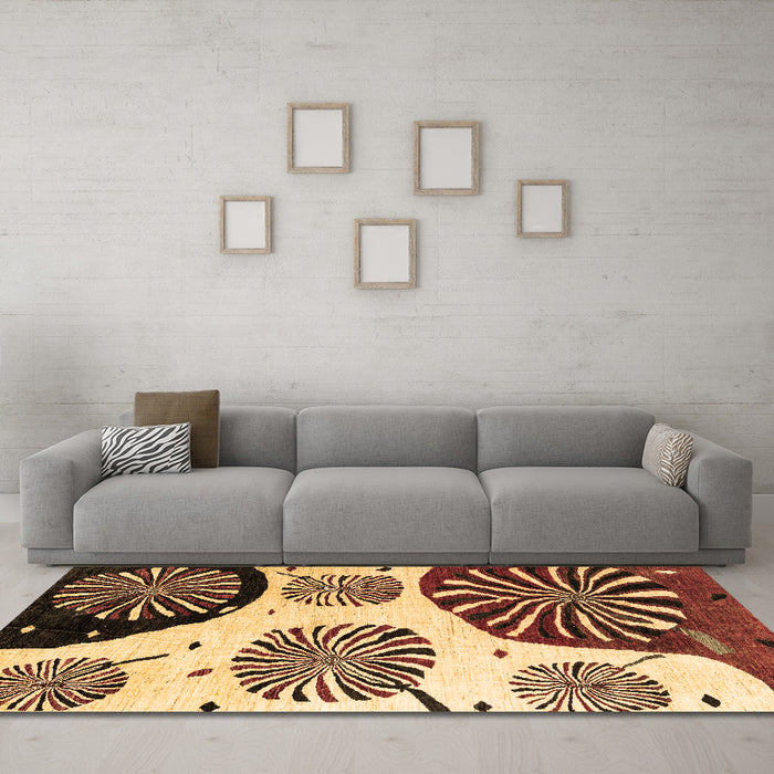Machine Washable Oriental Brown Modern Rug in a Living Room,, wshabs4260brn