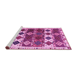Sideview of Machine Washable Oriental Pink Modern Rug, wshabs4261pnk