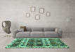 Machine Washable Oriental Turquoise Modern Area Rugs in a Living Room,, wshabs4261turq