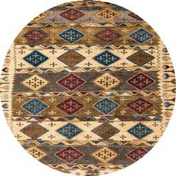Round Machine Washable Abstract Sangria Brown Rug, wshabs4261