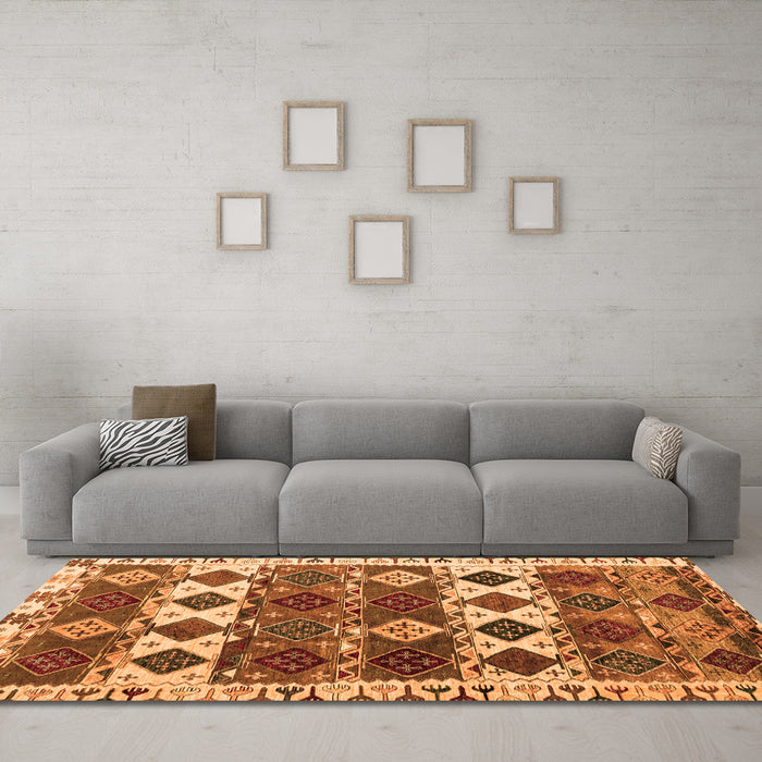 Machine Washable Oriental Orange Modern Area Rugs in a Living Room, wshabs4261org