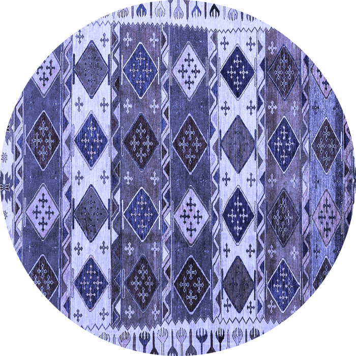 Round Machine Washable Oriental Blue Modern Rug, wshabs4261blu