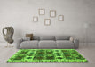 Machine Washable Oriental Green Modern Area Rugs in a Living Room,, wshabs4261grn