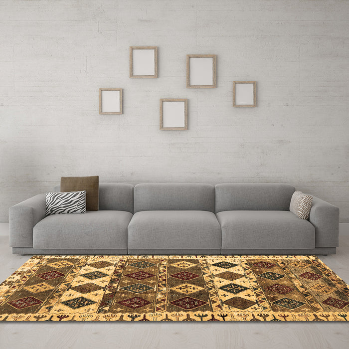Machine Washable Oriental Brown Modern Rug in a Living Room,, wshabs4261brn