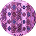 Round Machine Washable Oriental Purple Modern Area Rugs, wshabs4261pur