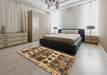 Abstract Sangria Brown Oriental Rug in a Bedroom, abs4261