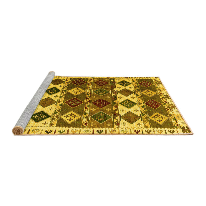 Sideview of Machine Washable Oriental Yellow Modern Rug, wshabs4261yw