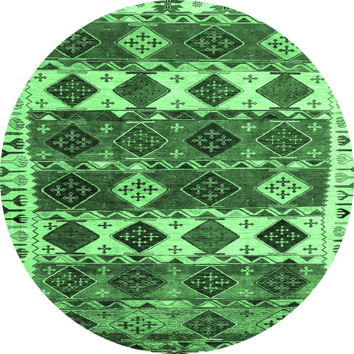 Round Oriental Emerald Green Modern Rug, abs4261emgrn