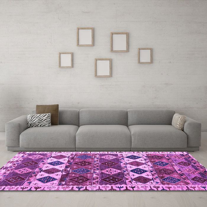 Machine Washable Oriental Purple Modern Area Rugs in a Living Room, wshabs4261pur