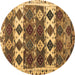 Round Machine Washable Oriental Brown Modern Rug, wshabs4261brn