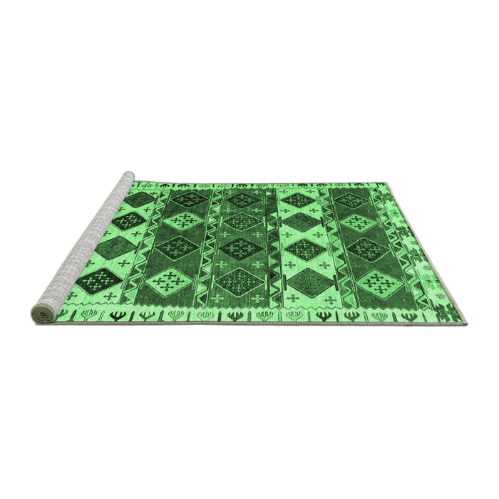 Sideview of Machine Washable Oriental Emerald Green Modern Area Rugs, wshabs4261emgrn