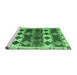 Sideview of Machine Washable Oriental Emerald Green Modern Area Rugs, wshabs4261emgrn