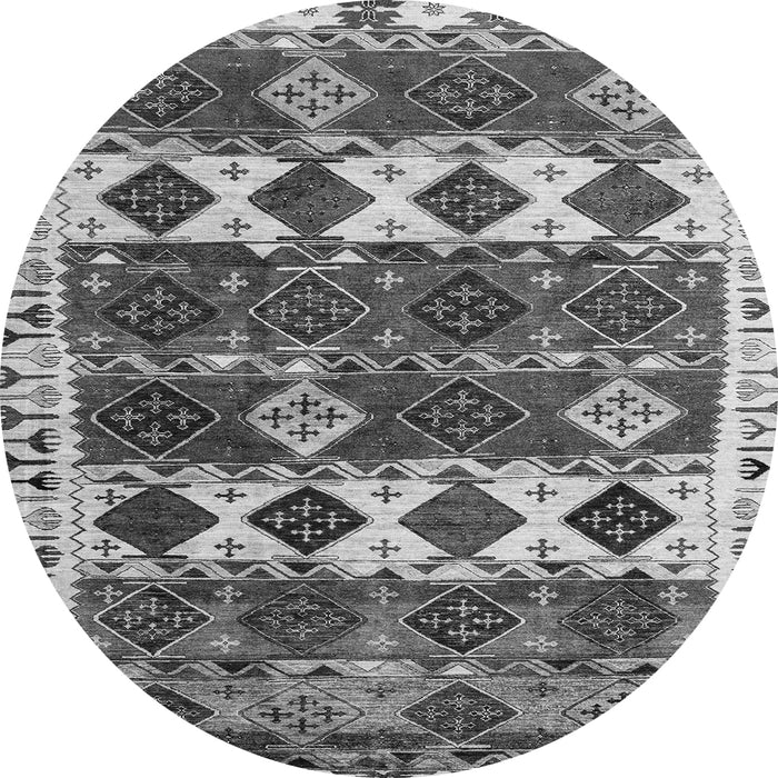 Round Machine Washable Oriental Gray Modern Rug, wshabs4261gry