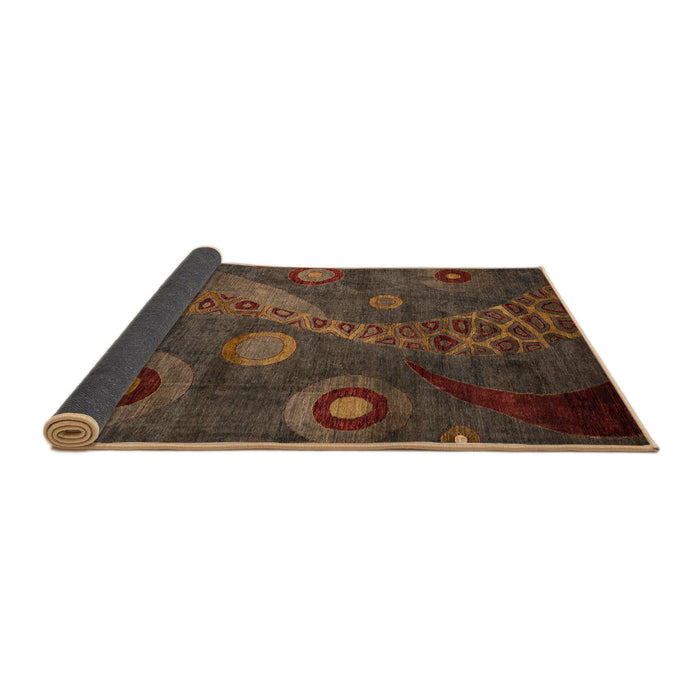 Sideview of Abstract Dark Gold Brown Oriental Rug, abs4262