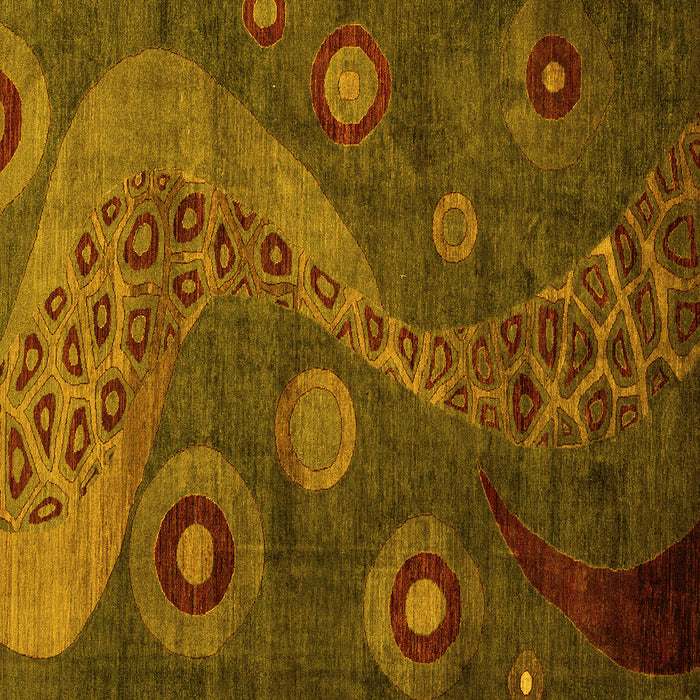 Square Machine Washable Oriental Yellow Modern Rug, wshabs4262yw