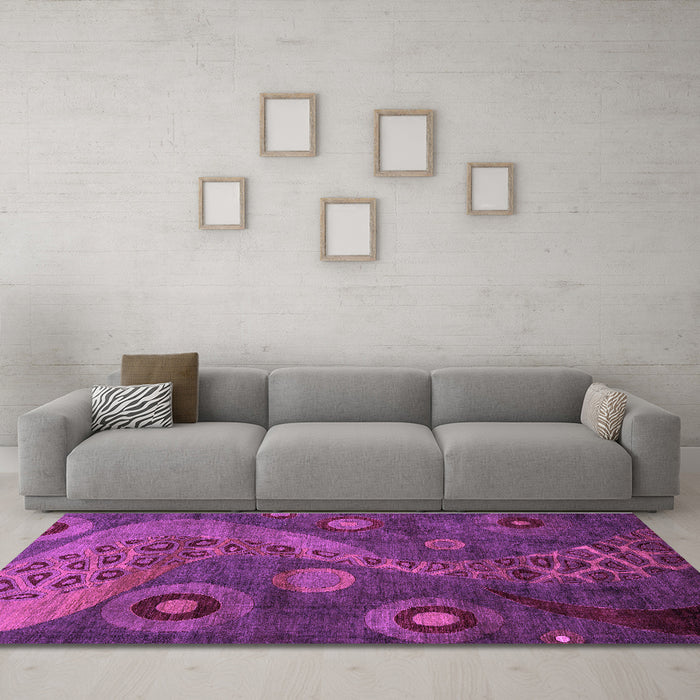 Machine Washable Oriental Purple Modern Area Rugs in a Living Room, wshabs4262pur