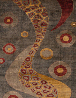 Abstract Dark Gold Brown Oriental Rug, abs4262