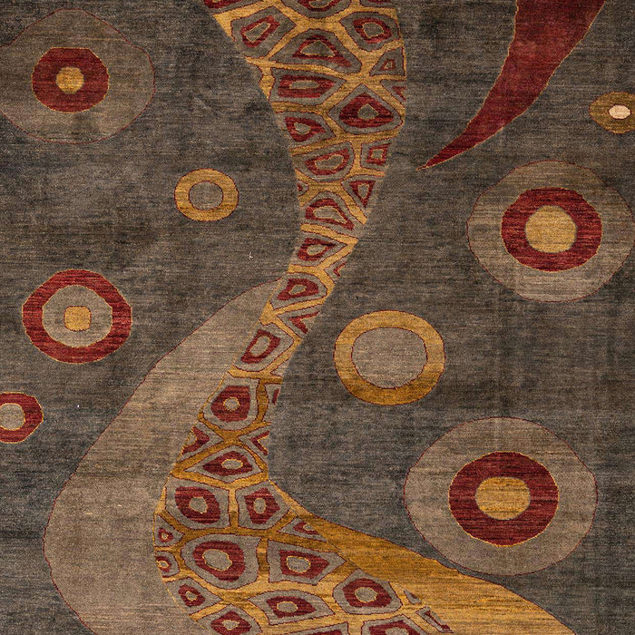 Abstract Dark Gold Brown Oriental Rug, abs4262