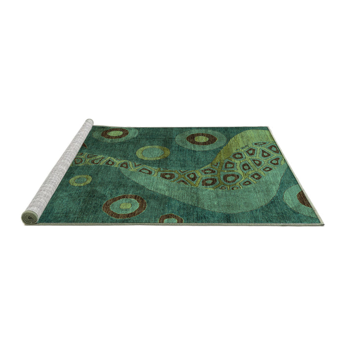Sideview of Machine Washable Oriental Turquoise Modern Area Rugs, wshabs4262turq