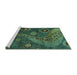 Sideview of Machine Washable Oriental Turquoise Modern Area Rugs, wshabs4262turq