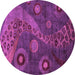 Round Machine Washable Oriental Purple Modern Area Rugs, wshabs4262pur