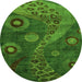 Round Machine Washable Oriental Green Modern Area Rugs, wshabs4262grn