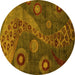 Round Machine Washable Oriental Yellow Modern Rug, wshabs4262yw