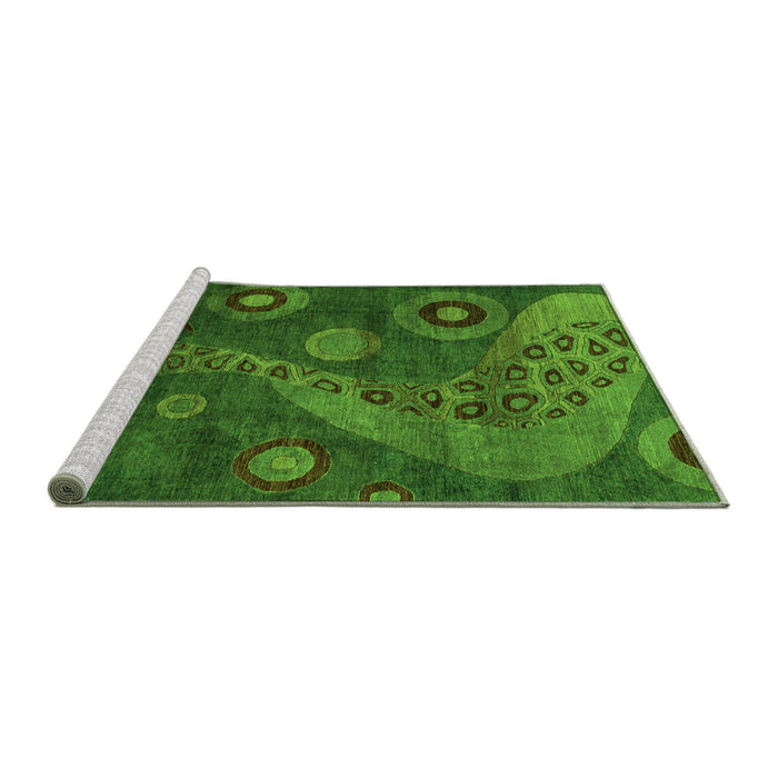 Sideview of Machine Washable Oriental Green Modern Area Rugs, wshabs4262grn